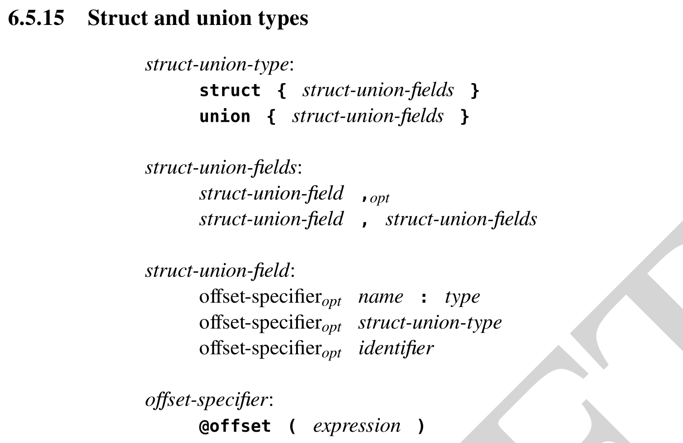 A screenshot of a PDF file which shows a formal grammar similar to the sample
given above.