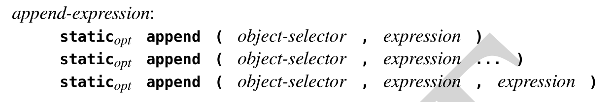 Formal grammar showing the final state of the design proposal