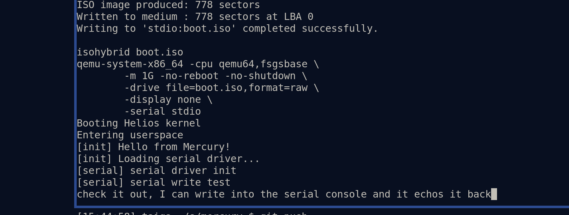 Demo of a working serial driver