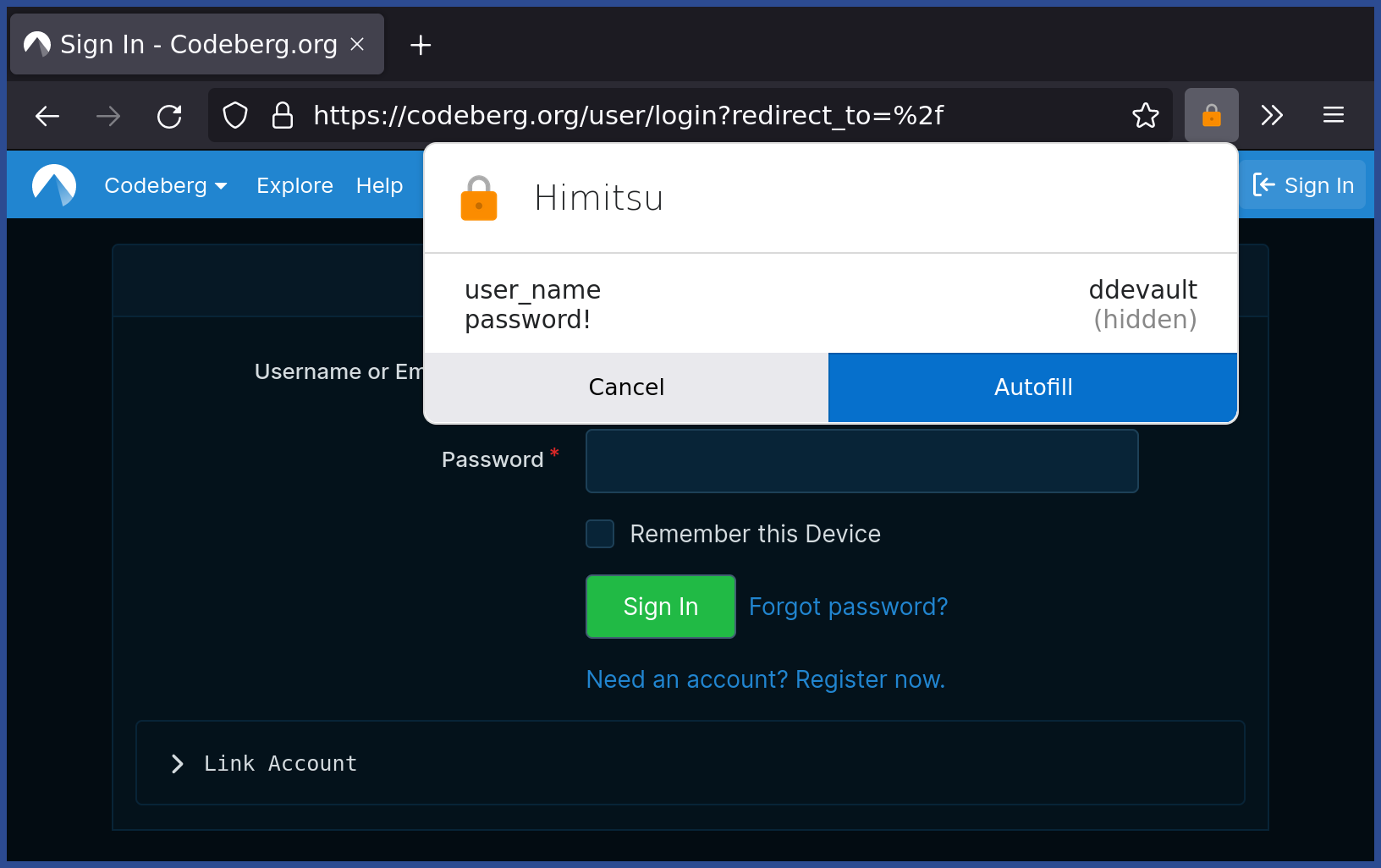 Screenshot of himitsu-firefox